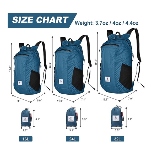 4Monster Teal Compact-able Backpack - Picture 2 of 5